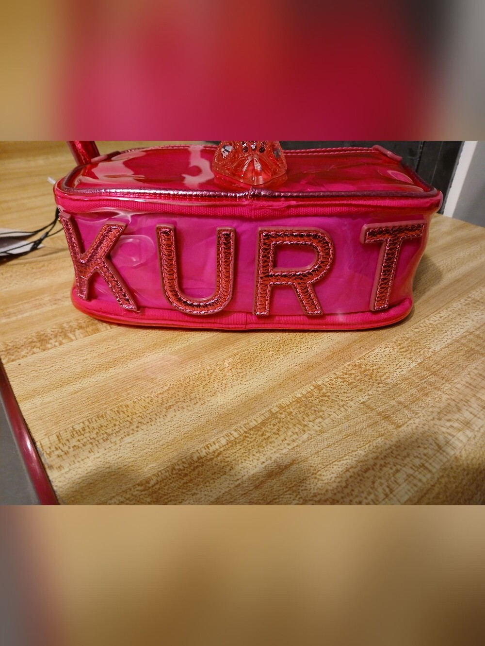 Kurt Geiger NWT Barbie Pink Translucent Bag w/Guitar Strap,Kurt Bottom & Dustbag - Picture 9 of 9